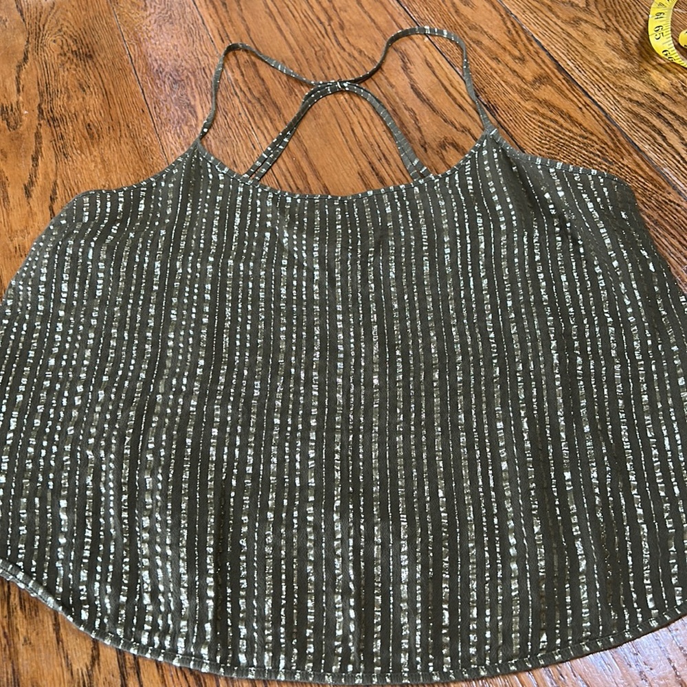 Victoria’s Secret green/gold stripe camisole top.  Size Large.  Great condition.